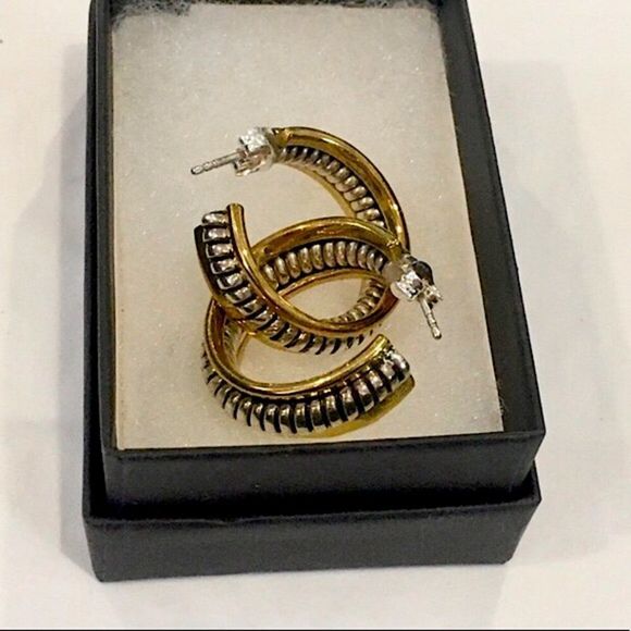 SILPADA Two Tone Hoop Earrings P0382 NWT - Picture 4 of 11